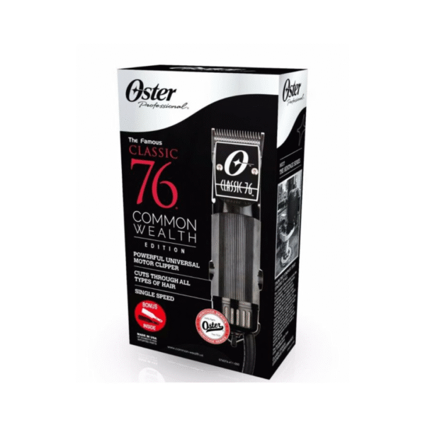 OSTER COMMON WEALTH EDITION BLACK CLASSIC 76 HAIR CLIPPER 76076-411 BARBER CUT INCLUDES 2 FREE ANTISTATIC BARBER COMBS 1 WHITE 1 BLACK - Image 3