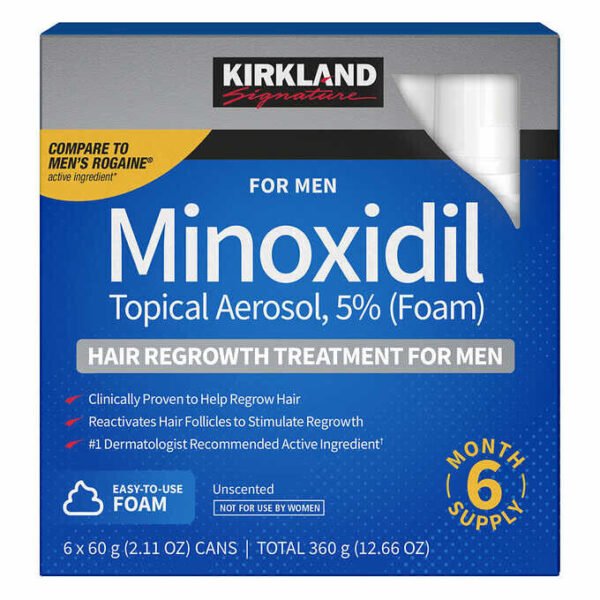 Kirkland Minoxidil 5% Foam Men 6 Month Hair Loss Regrowth Treatment (128 boxes)